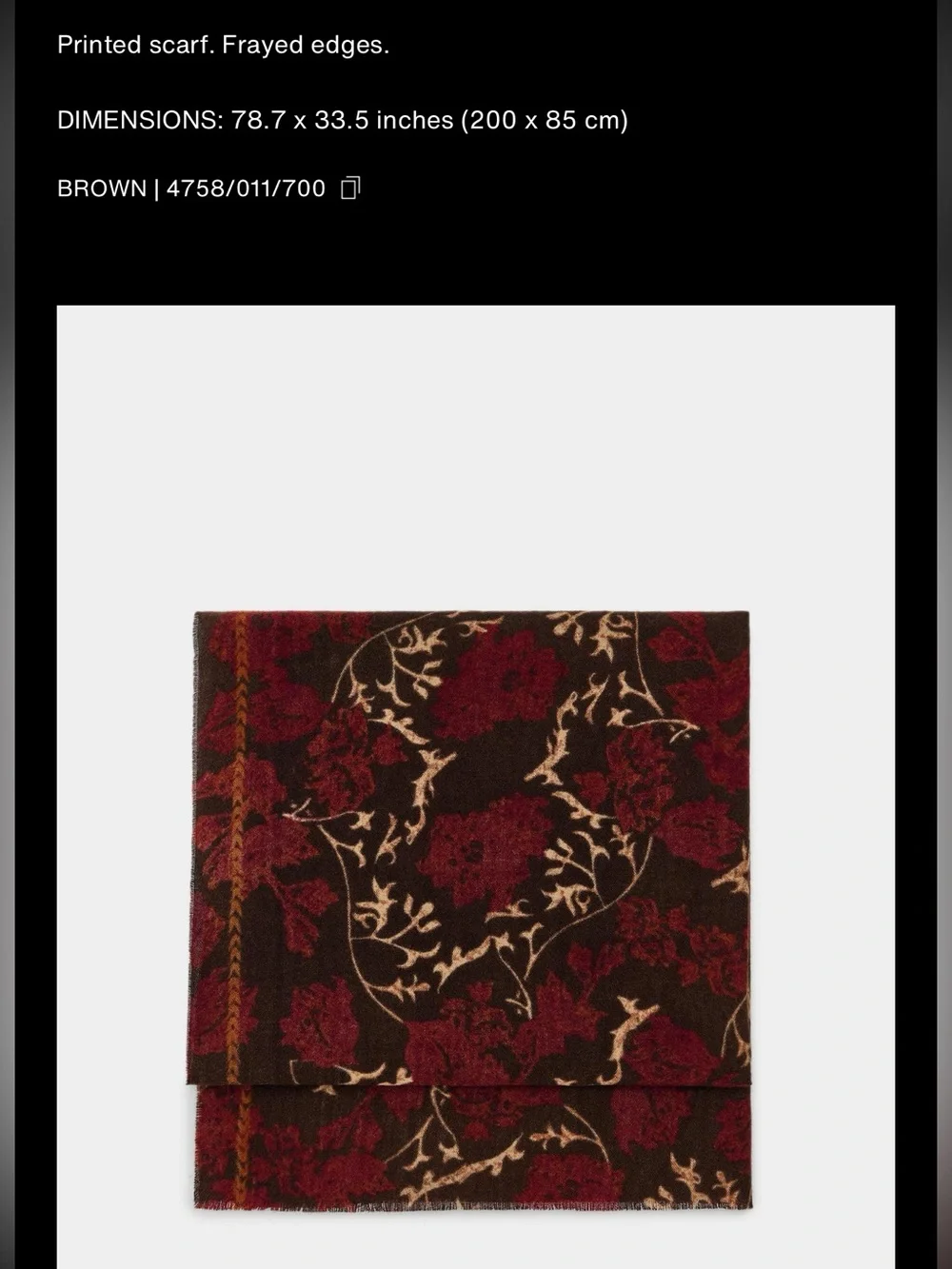 Zara printed scarf with frayed edges , 200 x 85 cm, multicolored